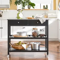 SoBuy FKW47-SCH Küchenwagen Edelstahlplatte Servierwagen Flurschrank Sideboard