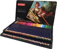 NYONI Professional Aquarellstifte Set 24.12.36/48/72/100 Buntstifte Wasserloesliche Farbstifte mit Pinsel und Metallbox Kunstbedarf fue r Kinder Studenten Kue nstler Erwachsene zum Zeichnen Skizzieren Malen Malbue cher