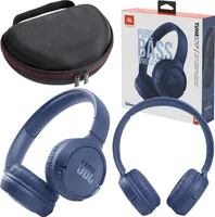 JBL Tune 510BT kabelloser On-Ear-Kopfhörer, blau + Hülle, schwarz