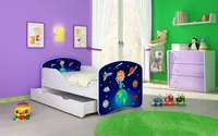 ACMA I Jugendbett Kinderbett Junior-Bett Komplett-Set mit Matratze Lattenrost Weiß 22 Kosmos 160x80 + Bettkasten