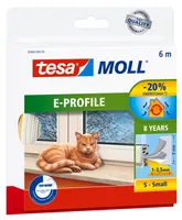 tesamoll Fensterdichtung selbstklebend (1 x 6 m) - E-Profil: 9 mm x 4 mm - weiß