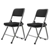 Klappstuhl 2er Set Lounge-Sessel mit Polster Besuchersstuhl Küchen Stühle 46x52x85cm Schwarz