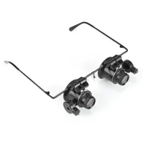 Professionelle Uhr Reparatur Brillen 20x Vergrößerungs Lupe Juwelier Werkzeug LED Licht Linse Lupe
