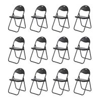 H.J WeDoo 12er Set Metall Klappstuhl mit Polster - schwarz - Beistellstuhl Gästestuhl mit Polster, Bequemer Klappstuhl für Gäste, Küche, Camping