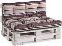 Palettenkissen, Gartensofakissen, Gesteppte Kissen gefüllt mit granuliertem Poulirette-Schaum, viele Farben und Größen PPI (Set (Sitzkissen 120x80 +Rückenlehne 120x40), Braun-Creme 3)