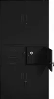 Büroschrank Aktenschrank Tresor Schubladen Geheimfach Stahlblech 185 cm x 90 cm x 40 cm (H x B x T) Farbe: Schwarz
