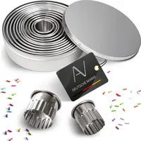 AVANA Edelstahl Ausstechformen gewellt 12 Stück Ringe Keksformen Cutter Set Keks Cookie Rund Plätzchen Ausstecher mit Aufbewahrungsbox
