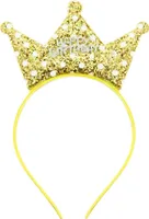 Oblique Unique Haarreifen Happy Birthday Haarreif mit Pailletten Krone Glitzereffekt Kinder Geburtstag - gold