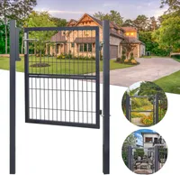 Jopassy Gartentor Zauntor Hoftuer Zaun Metall Maschendraht Toranlage Tor 120x100cm Grau