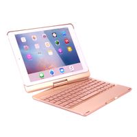 Kabelloses Bluetooth-LED-Tastaturgehäuse für iPad Air, iPad Air 2, iPad Pro 9.7, iPad 9.7 2017, 2018, QWERTY-Layout, Roségold, HOPE R