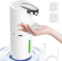 Seifenspender Automatisch, 12,8 oz/380ml berührungsloser Seifenspender, 4-stufig einstellbares Schaumvolumen, IPX5 wasserdichter Seifenspender, Weiß