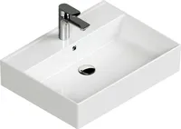 Aqua Bagno Basic Design Waschbecken Plan Aufsatz-Waschbecken Eckig Waschtisch Aufsatzbecken Keramik Weiß 60 x 45 x 13 cm