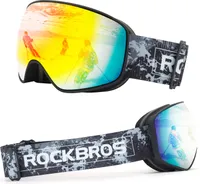 ROCKBROS Skibrille Schneebrille Goggles Antifog Snowboardbrille für Erwachsene, schwarz rot