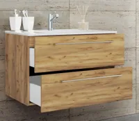 Badinos Unterschrank mit Waschbecken A 80 cm Honig Eiche Nachbildung.