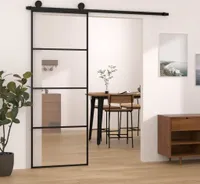 vidaXL Schiebetür mit Beschlag 76x205 cm ESG-Glas & Aluminium