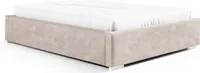 Stauraumbett Linn 180x220 – Modern & Stabil ohne Kopfteil mit Metallrahmen, Gasdruckfedern & Edlem Samtbezug Piano 03 Creme