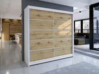Šatníková skriňa 180 cm s posuvnými dverami VILMA 4 - dub artisan / biela