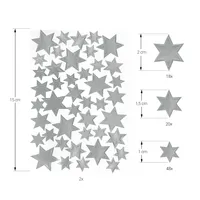 42 Sterne Sticker Stern Aufkleber für Weihnachten Weihnachtsdeko  Geschenkdeko Basteln Glänzend - silber