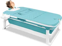 TWOLIIN Faltbare Badewanne für Erwachsene 132 x 61 x 54 cm, Neueste Tragbare Klappbadewanne mit Abdeckung, Kopfstütze, Thermometer, Dampfanschluss und Massagerollen für Badezimmer SPA