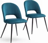 Esszimmerstühle im Retrodesign Polsterstühle 2er Set Metallfüße Samt Grün
