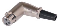 XLR Buchse 90° gewinkelt Metall mit Zugentlastung 3 poliger Audio Winkelstecker