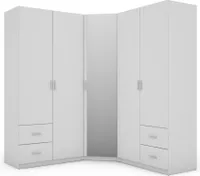 Meblast | Eckschrank 189/214; Weiß mit Spiegel - Premium Beschläge | Möbel, Stauraum, Modern