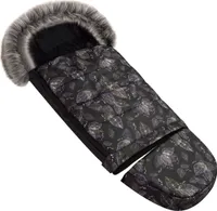 Baby PREMIUM, nánožník, zimní nánožník na kočárek, rozměry 85 / 105 cm, pro kočárky, s kapucí z umělé kožešiny, listy [071]