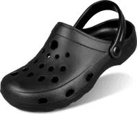 Uni  Clogs  atmungsaktiv, Gartenschuh Pantoletten mit Riemen Größe 44, schwarz