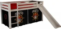 Pino Spielbett mit Rutsche 90x200 cm Weiß /  Piraten, Matratze:Softdeluxe