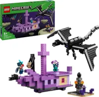 Lego Minecraft Konečný drak a Konečná loď, akčná hračka a prieskumnícka súprava, stavebnica k videohre, dobrodružná hracia súprava, darček pre chlapcov a dievčatá od 8 rokov 21264