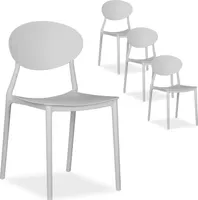 Homestyle4u 2449, Gartenstuhl Kunststoff grau 4er Set stapelbar wetterfest Gartenmöbel Stühle modern