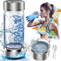 Wasserstoff Wasserflasche, Tragbare Wasserstoff Wasser Lonisator Maschine mit SPE- und PEM-Technologie, 430ml, Silber