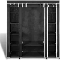 vidaXL Látková šatní skříň s policemi na oblečení 45×150×176 cm černá