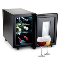 alpina Weinkühlschrank 18L - Weinkühler für 6 Flaschen - Flaschenkühler 230V - Temperatur Regelbar von 11°C bis 18°C - Glastür und Innenbeleuchtung - Geräuscharm bis Geräuschlos - Schwarz