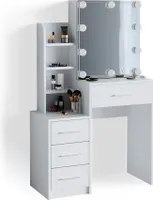 Toaletný stolík Vicco Conrada, 80 cm s LED osvetlením, biely