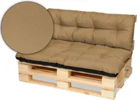 Superkissen24. Palettenkissen Palettenauflagen Sitzkissen - 120x80 cm und Rückenlehne 120x38 cm - Outdoor und Indoor - Beige