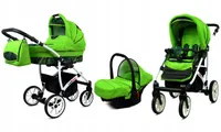 BabyLux® Largo | 3in1 Kinderwagen Bambimo | Green Leaf | Kombikinderwagen | Kinderwagenset | Buggy +