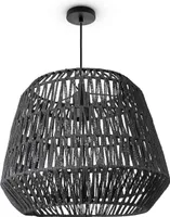 Pendelleuchte Korb Lampe Esszimmerlampe Hängelampe Rattan Papier Boho E27 Leuchten Farbe / Größe Schwarz (Ø40cm)