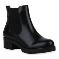 Giralin Damen Stiefeletten Chelsea Boots Plateau Vorne Profil-Sohle Schuhe 836401, Farbe: Schwarz, Größe: 40