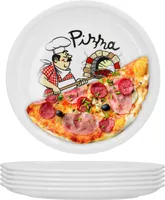6er Set Van Well Pizzateller mit Küchenchef Dekor 30,5cm