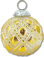 Glas Weihnachtskugel gold - A - 8,5 x 10cm Deko-Kugel Christbaumschmuck glänzend