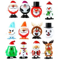 12 Stück Weihnachten Aufziehspielzeug Elch Schneemänner Weihnachtsmann Uhrwerk Spielzeug Springspielzeug für Kinder Partygeschenke-A
