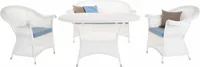 KRINES HOME Exklusives Gartenmöbel Set Sofa 2 Sessel mit Tisch PE Rattan wetterfest Garten Sitzgarnitur Polyrattan Sitzgruppe 4 Personen (Weiss)
