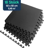 Hulser Fitness Puzzlematte - 60 x 60 x 1,2 cm - 18 Stück - 6,48 m2 - Bodenschutzmatten - Fitnessmatte Unterlegmatten Schutzmatten