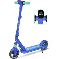 Kinderroller mit LED-Anzeige, Faltbarer e-scooter 14km/h Cityroller Für Kinder Elektroroller ab 8 Jahren Elektro Scooter Blau