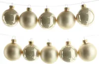 Christbaumkugeln Pearl creme - beige 5 x glänzend & 5 x matt Ø 6 cm aus Glas  - 10er Set
