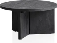 Couchtisch FineBuy Sofatisch Massivholz Schwarz 60x60x33cm Wohnzimmertisch Rund