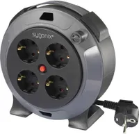 Sygonix SY-5806896 Kabeltrommel 5 m Schwarz Schutzkontakt-Stecker