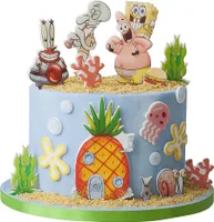 Sweetfanaberia | Tortendekorationsset, Tortenwaffelset - 18 Elemente, bedruckte Konfektdekorationen SPONGEBOB 2D