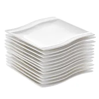MALACASA, série Flora, 12dílná sada krémově bílých porcelánových dezertních talířů talíře na dort malé talíře pro 6 osob